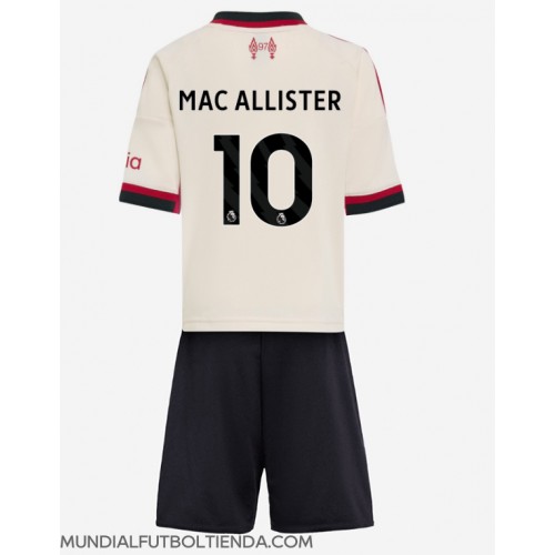Camiseta Liverpool Alexis Mac Allister #10 Segunda Equipación Replica 2025-26 para niños mangas cortas (+ Pantalones cortos)